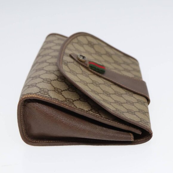GUCCI GG Supreme Web Sherry Line Clutch Bag PVC Beige Red - Picture 4 of 16